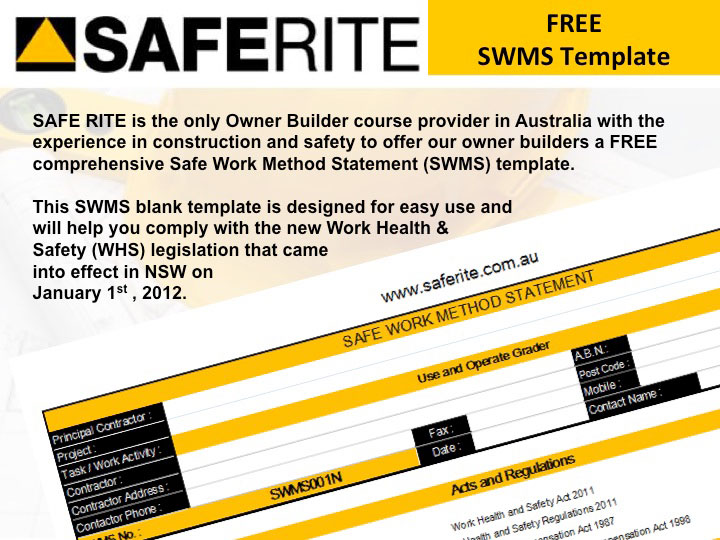 Free SWMS Online Site Safety Plans and Software NSW SAFE RITE